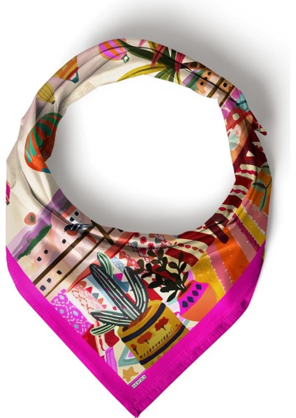 Kapadokya Manzaralı Desenli Bandana Fular fırsatları