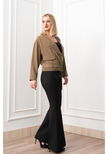 Kuşak Detaylı Kısa Ceket 8612