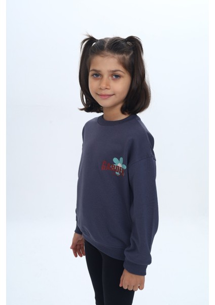Kız Çocuk Arka Kol Baskılı Çiçekli Sweatshirt fiyatları