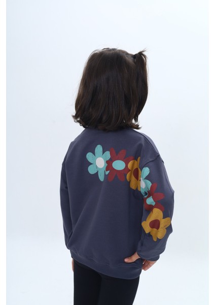 Kız Çocuk Arka Kol Baskılı Çiçekli Sweatshirt fırsatları