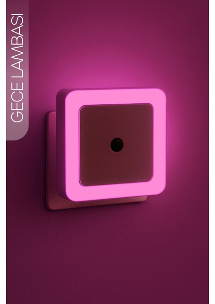 Kare Otomatik Gece Lambası Işığa Duyarlı Karanlık Ldr Sensörlü Koridor Pembe GC02