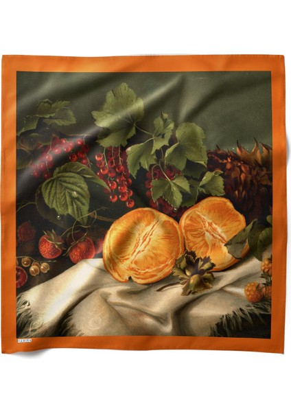 Vintage Portakal ve Orman Meyveli Bandana Fular
