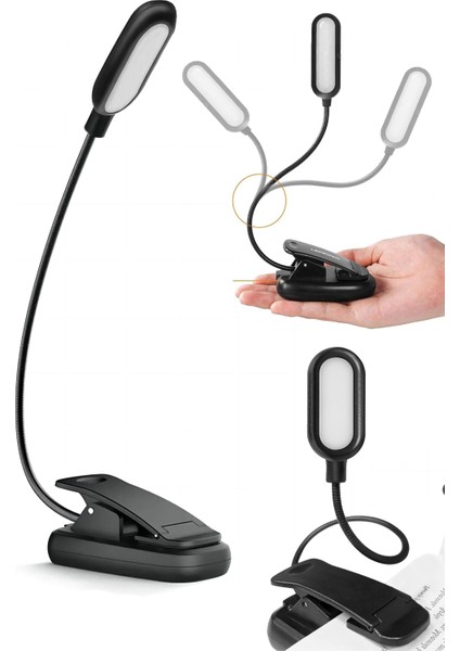 LED Klipsli Mini Kitap Okuma Lambası Mandallı Pille Çalışan Işık Masa Lambası Kitap Okuma Işığı Dik