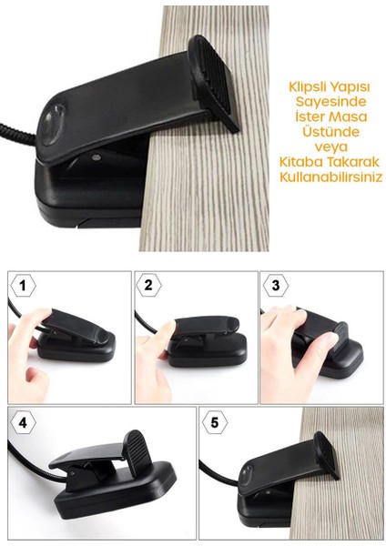 LED Klipsli Mini Kitap Okuma Lambası Mandallı Pille Çalışan Işık Masa Lambası Kitap Okuma Işığı Dik modelleri