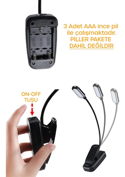 LED Klipsli Mini Kitap Okuma Lambası Mandallı Pille Çalışan Işık Masa Lambası Kitap Okuma Işığı Dik fırsatları