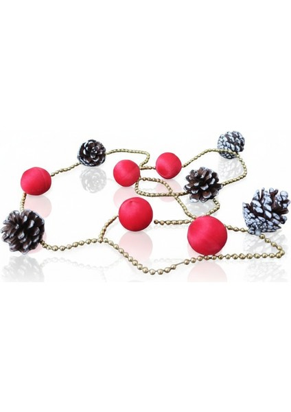 Kırmızı Zincirli Kozalaklı Yılbaşı Ağaç Süsü – Toplu Dekoratif Süs fiyatları