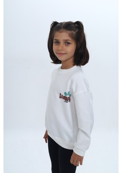 Kız Çocuk Arka Kol Baskılı Çiçekli Sweatshirt fiyatları