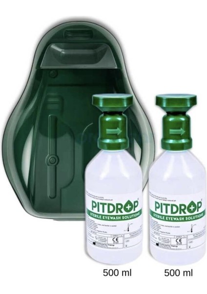 Göz Duşu Solüsyonu Set (Pitdrop 500 ml Ikili Aynalı Set Duvar Tipi