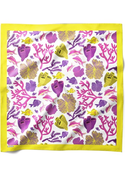 Okyanus Bahçesi Desenli Bandana Fular