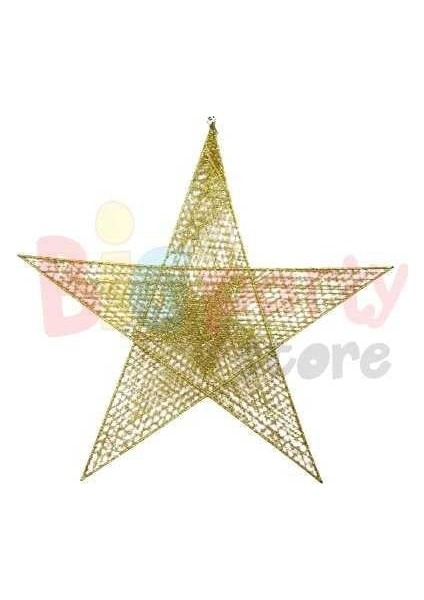 Yılbaşı Büyük Boy Tel Yıldız Süs (60 cm) - Altın (Gold) Renkli Lüks Duvar, Kapı ve Ağaç Dekorasyonu fırsatları