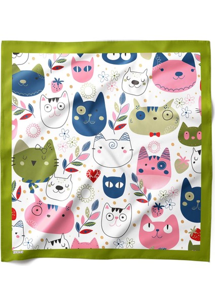 Sevimli Kedi Desenli Bandana Fular