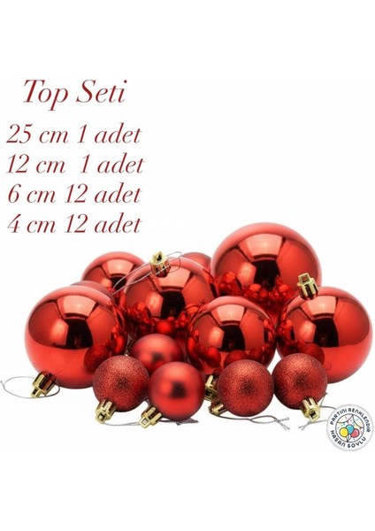 Yılbaşı Kırmızı Top Seti, 26 Parça, Şık ve Renkli Noel Süsleri fiyatları