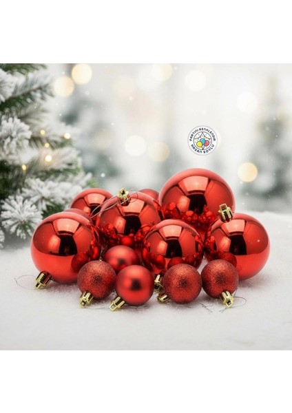 Yılbaşı Kırmızı Top Seti, 26 Parça, Şık ve Renkli Noel Süsleri fırsatları