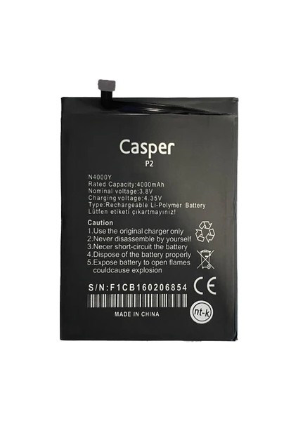 Via P2 Uyumlu Casper N4000Y Pil 4000 Mah Batarya Fiyatı
