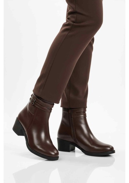 Kahve Içi Kürklü Topuklu Kadın Bot 1006 Z