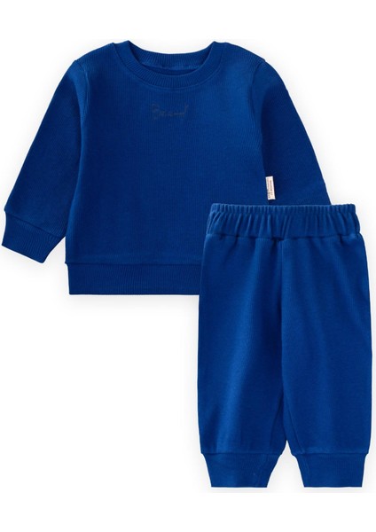 Be Cool Nakışlı Sweatshirt Takım 0-5 Yaş Saks Mavi