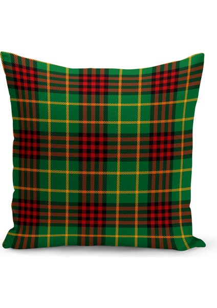 Yılbaşı Ekose Serisi Çift Taraflı Dijital Baskılı Kırlent Kılıfı