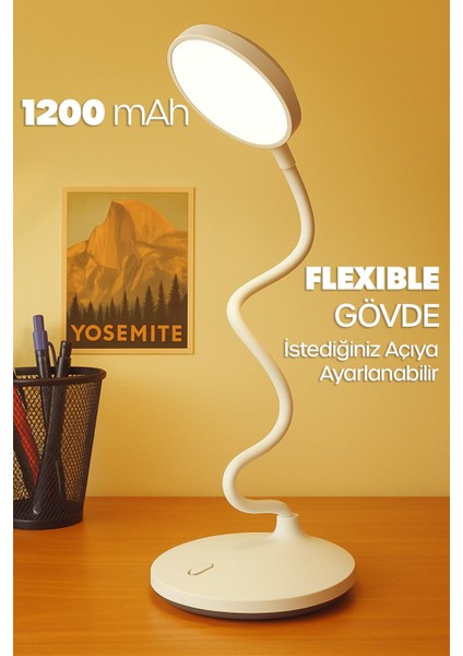 Şarjlı Masa Lambası Işık Ayarlanabilir Telefon Tutuculu Ders Çalışma Okuma Işığı Doğal Işık 1023 modelleri
