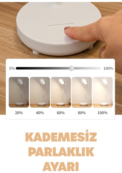 Şarjlı Masa Lambası Işık Ayarlanabilir Telefon Tutuculu Ders Çalışma Okuma Işığı Doğal Işık 1023 fırsatları