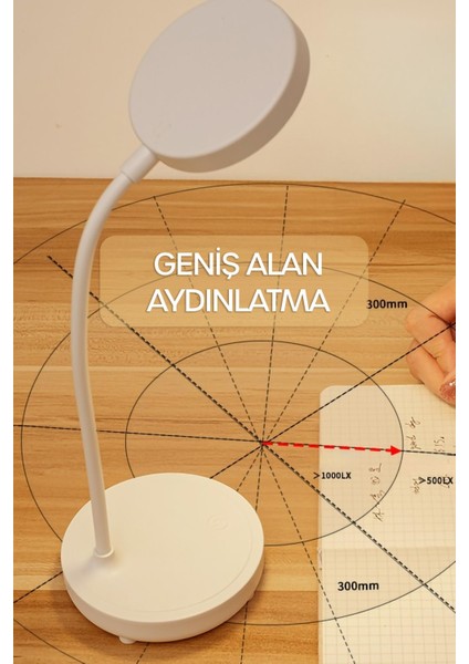 Şarjlı Masa Lambası Işık Ayarlanabilir Telefon Tutuculu Ders Çalışma Okuma Işığı Doğal Işık 1023 indirimleri