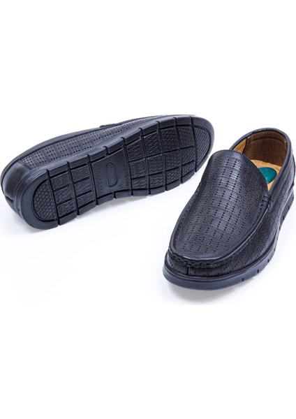 Robin Lacivert Iç ve Dış %100 Hakiki Deri Erkek Delikli Comfort Ayakkabı, Günlük Ayakkabı