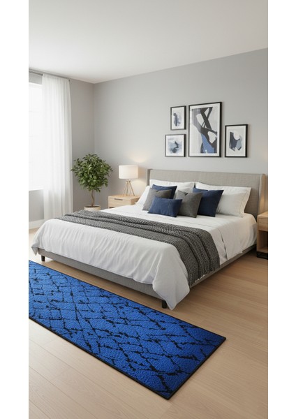 Modern Iskandinav Desenli Şönil Kilim Kaydırmaz Pamuk-Dokuma Taban