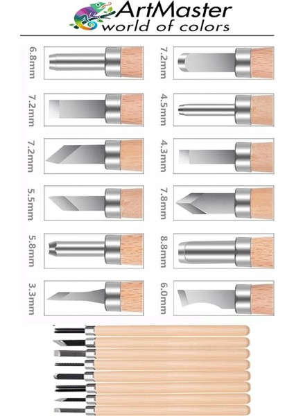 Linol Oyma Seti Ahşap Saplı 6 Parça 1 Paket Kretuar Bıçağı Oyma Kesme Bıçak Seti Linol 6 Bıçaklı Linolyum Baskı Seti fiyatları