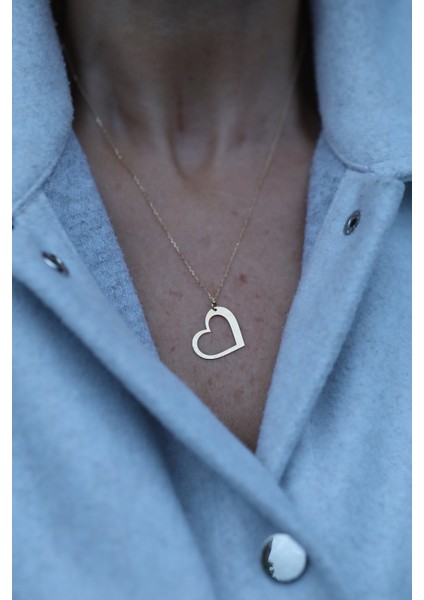 14 Ayar Altın Ortası Boş Plaka Kalp Şeklinde Kolye fiyatları