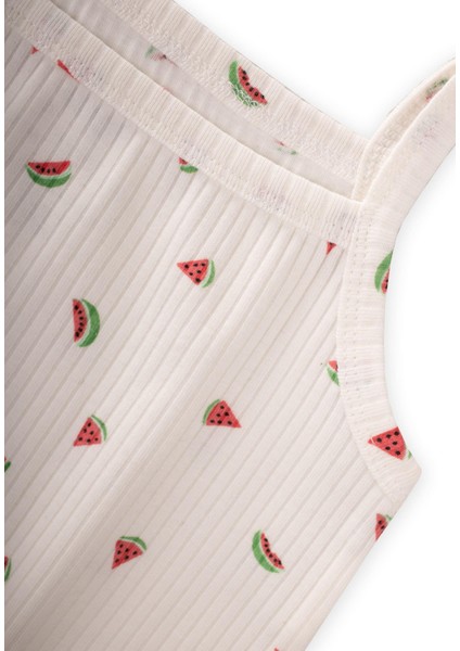 Ip Askılı Kız Atlet Üçlü Ekru Karpuz Desen modelleri