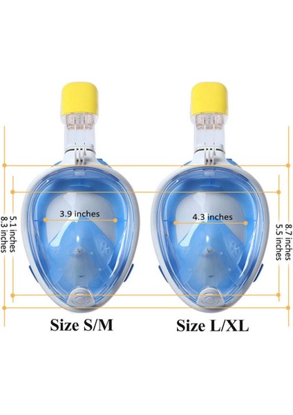 Full Face Şnorkel Dalış Maske Tam Yüz Anti-Sis ve Sızıntı S/m modelleri