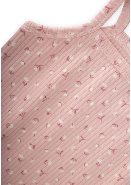 Ip Askılı Kız Atlet Üçlü Pudra Çiçek Desenli modelleri