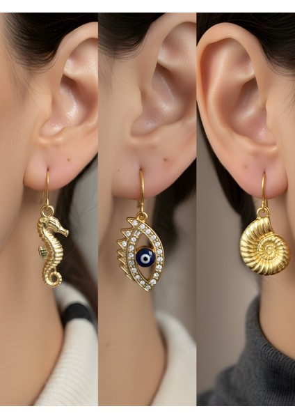 Trend Sembol Figürlü 3’lü Kadın Küpe Set