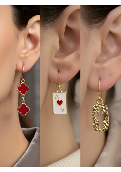 Trend Sembol Figürlü 3’lü Kadın Küpe Set