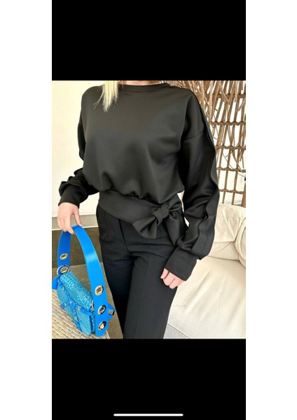 Siyah Parlak Scuba Kışlık Bluz modelleri