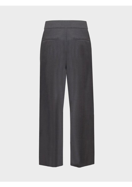 Modern Kesim Yün Karışımlı Geniş Paça Pantolon - Gri fiyatları