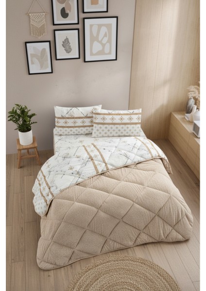 Veluna Battal Boy Lüx Wellsoft Yorgan Çift Taraflı - 2 Adet Yastık Kılıflı Yorgan Seti 215X235 cm