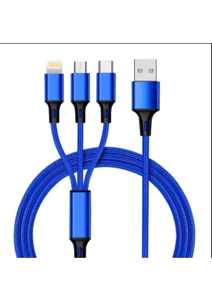 Çoklu USB Hızlı Şarj Kablosu Type-C Micro