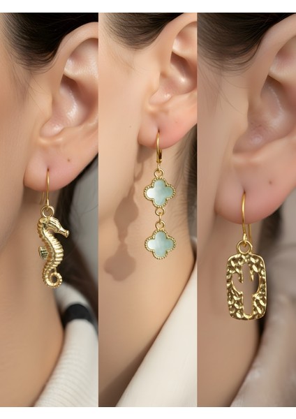 Trend Sembol Figürlü 3’lü Kadın Küpe Set