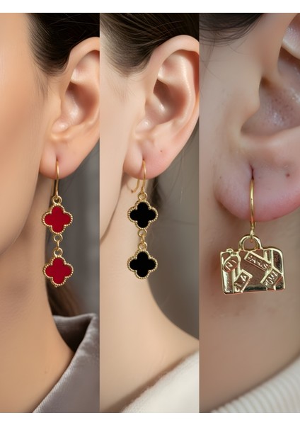 Trend Sembol Figürlü 3’lü Kadın Küpe Set