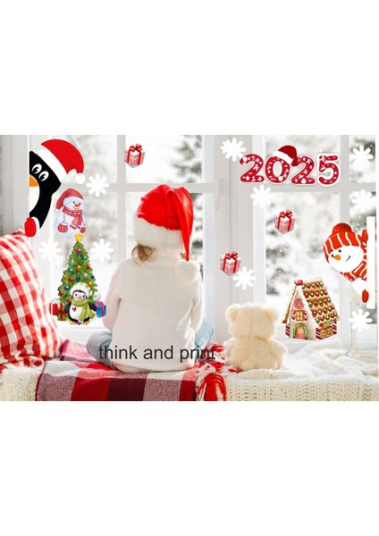 Yılbaşı Temalı Sticker Seti, Noel Baba, Geyik ve Kartaneli Dekorlar fiyatları