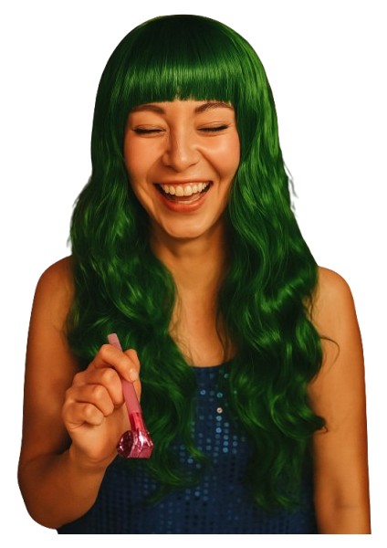 Peruk Saç Uzun Kahküllü 50 cm Yeşil fiyatları