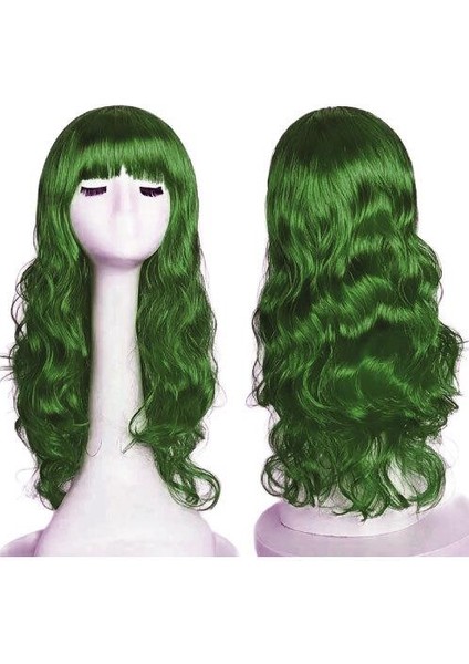Peruk Saç Uzun Kahküllü 50 cm Yeşil modelleri