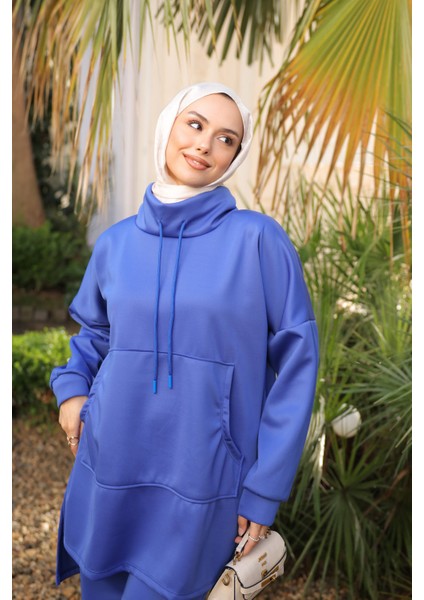 Saks Mavi Cepli Tunik Pantolonlu Scuba Takım indirimleri