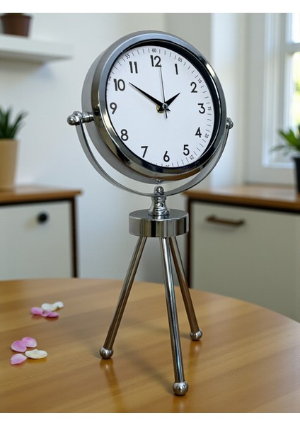 Krom Şık Üç Ayaklı Masa Saati modelleri