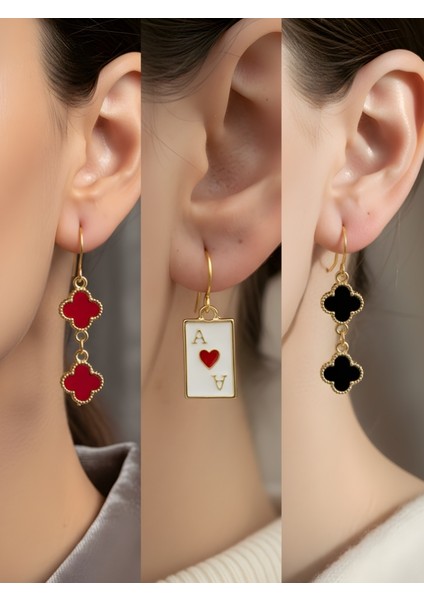 Trend Sembol Figürlü 3’lü Kadın Küpe Set