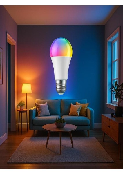Uzaktan Kumandalı Renk Değiştiren Ampul Rgb 9W Beyaz Dahil modelleri