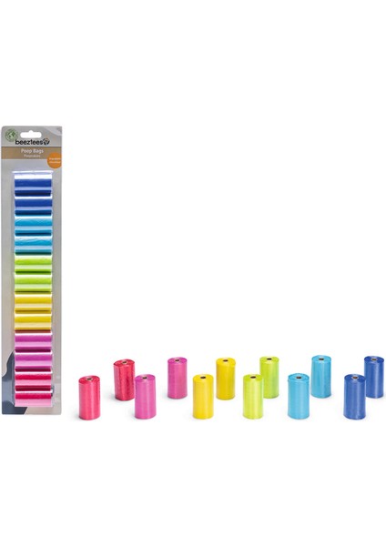 Sptrns Beeztees Köpek Dışkı Toplama Poşeti, Çeşitli Renklerde, 12X20ADET