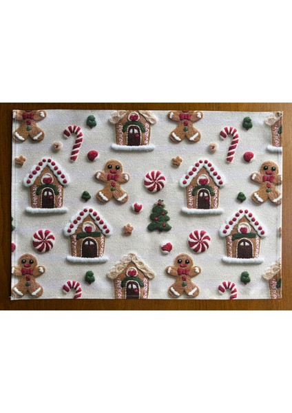 Cookie 3D Efektli Yılbaşı Desenli Amerikan Servis/supla 4'lü Set fiyatları