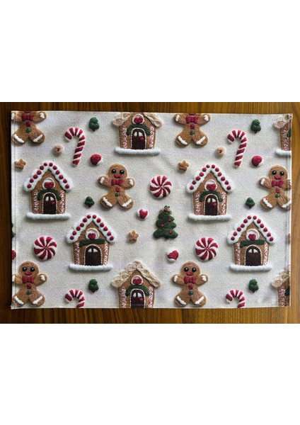 Cookie 3D Efektli Yılbaşı Desenli Amerikan Servis/supla 4'lü Set indirimleri