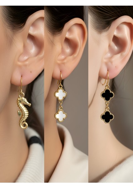 Trend Sembol Figürlü 3’lü Kadın Küpe Set